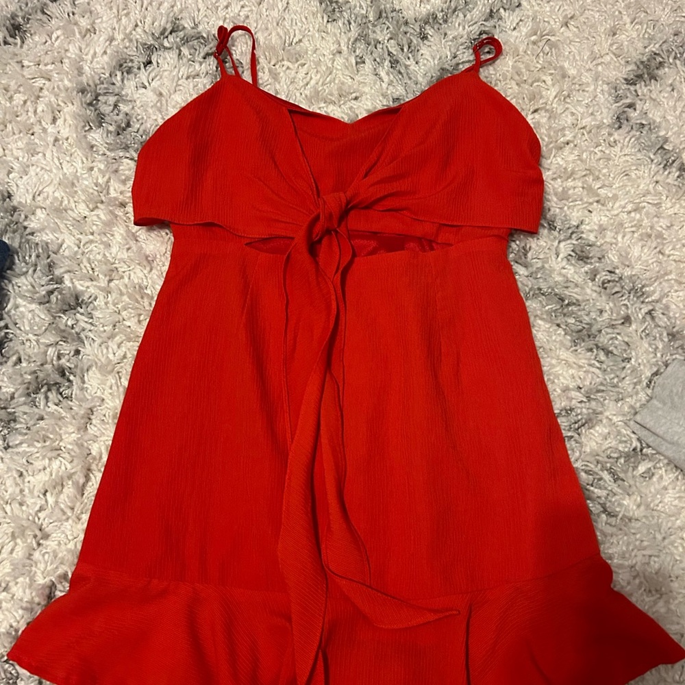 Elegant Red Tie-Front Mini Dress